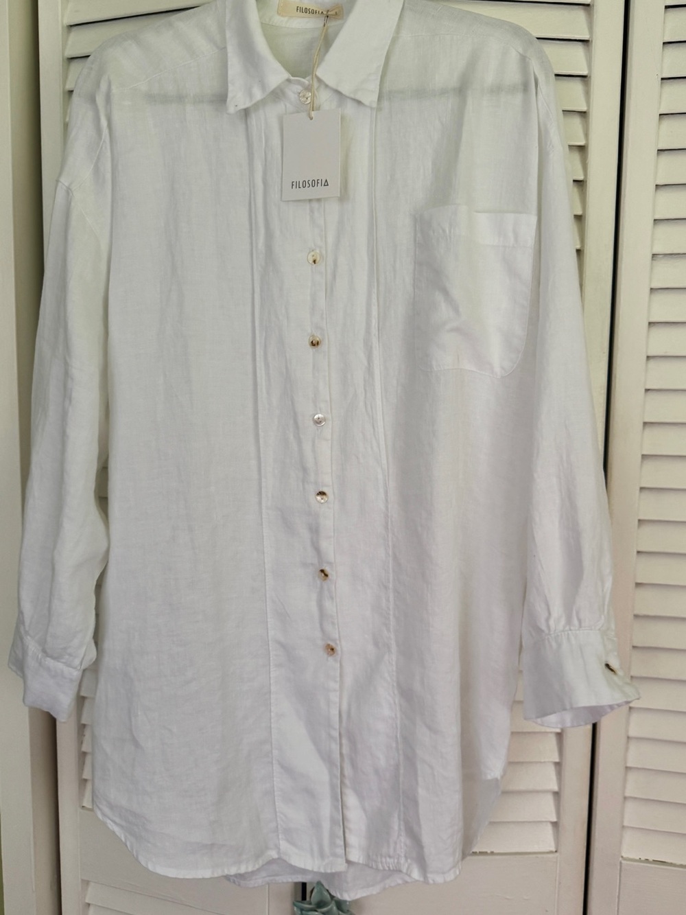 Filosofia Women’s White Linen Button-Down Shirt